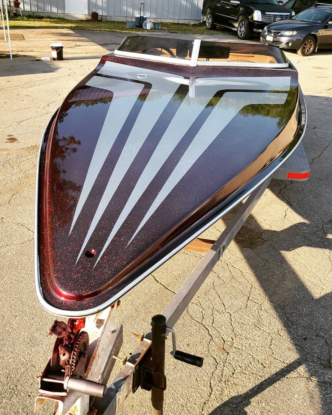 Boat with custom color paint job by JRB Autobody